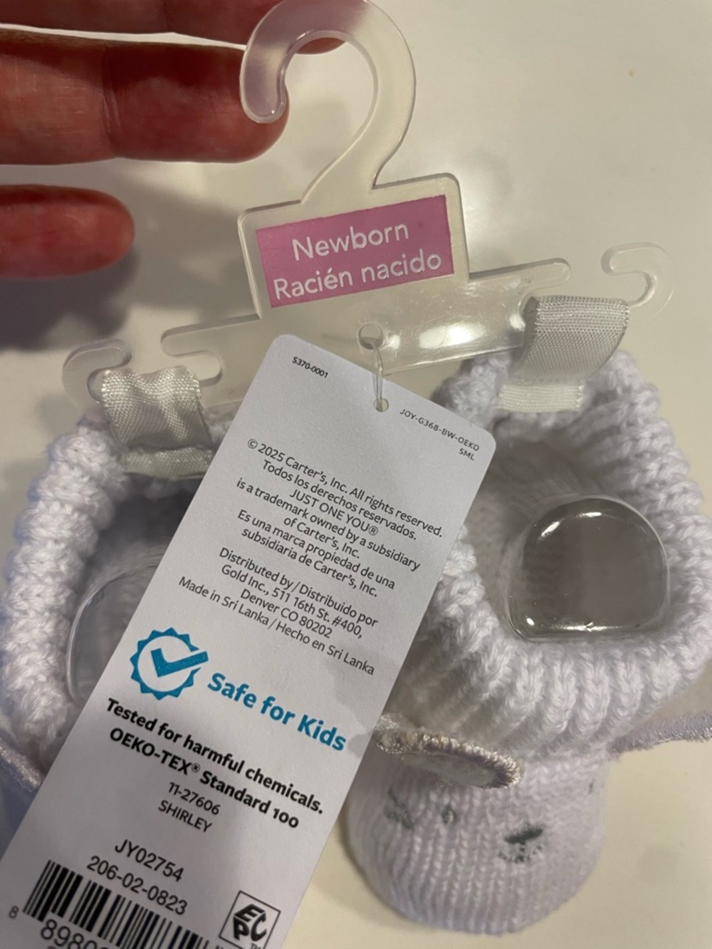 NWT Carter’s Lightweight‎ Knit White Bunny Easter Booties Newborn Unisex - Picture 2 of 4